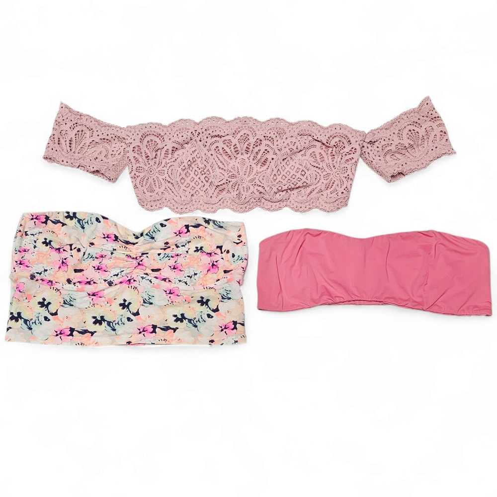 VS PINK & Free People Crop / Bandeau Top Trio Bundle Size M/L